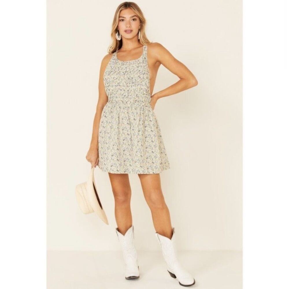 NWT Free People Petunia Floral Sleeveless Mini Dress White Size XS